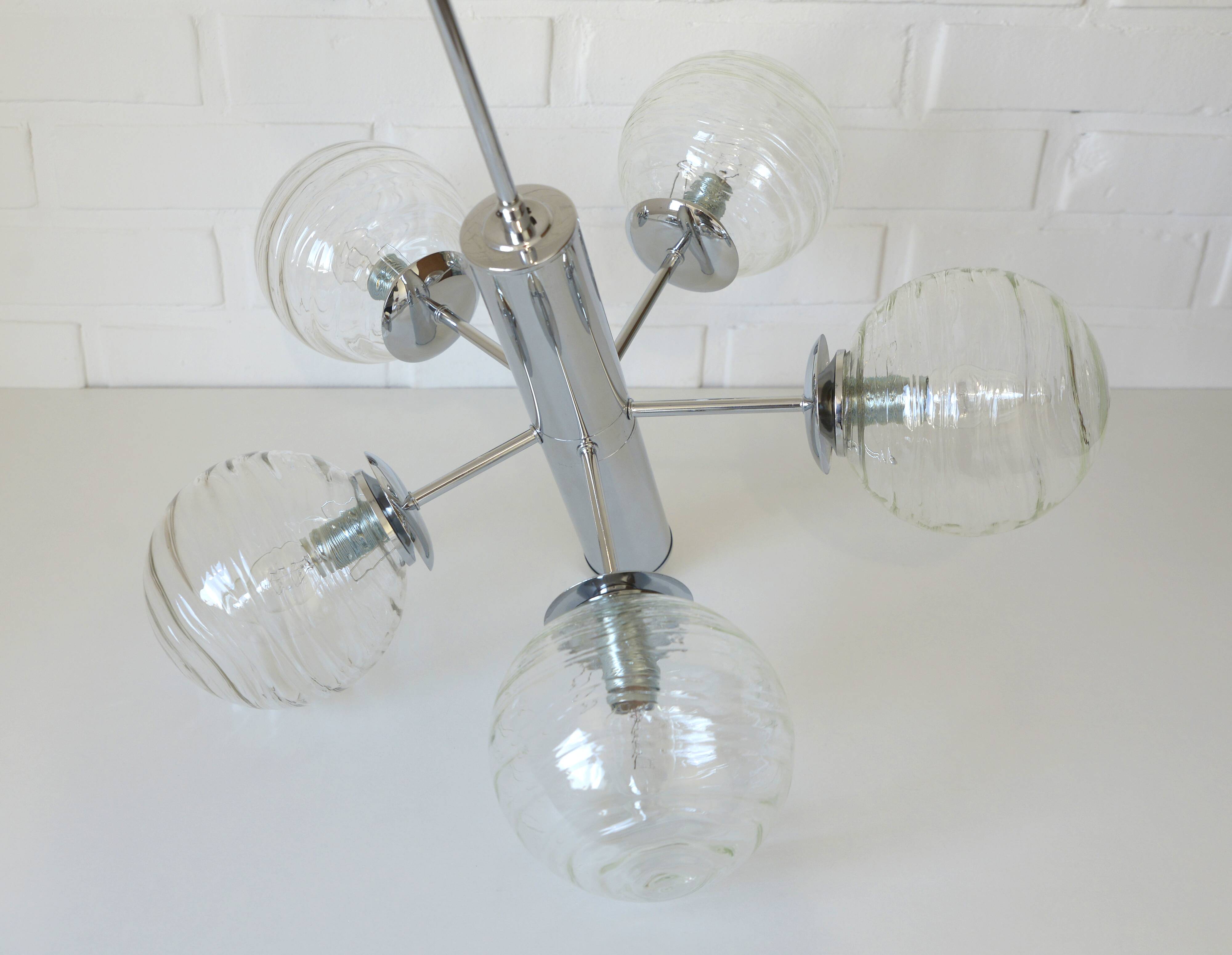 Vintage Pendant Light / Mid Century Modern Sputnik / Chrome Hanging Lamp