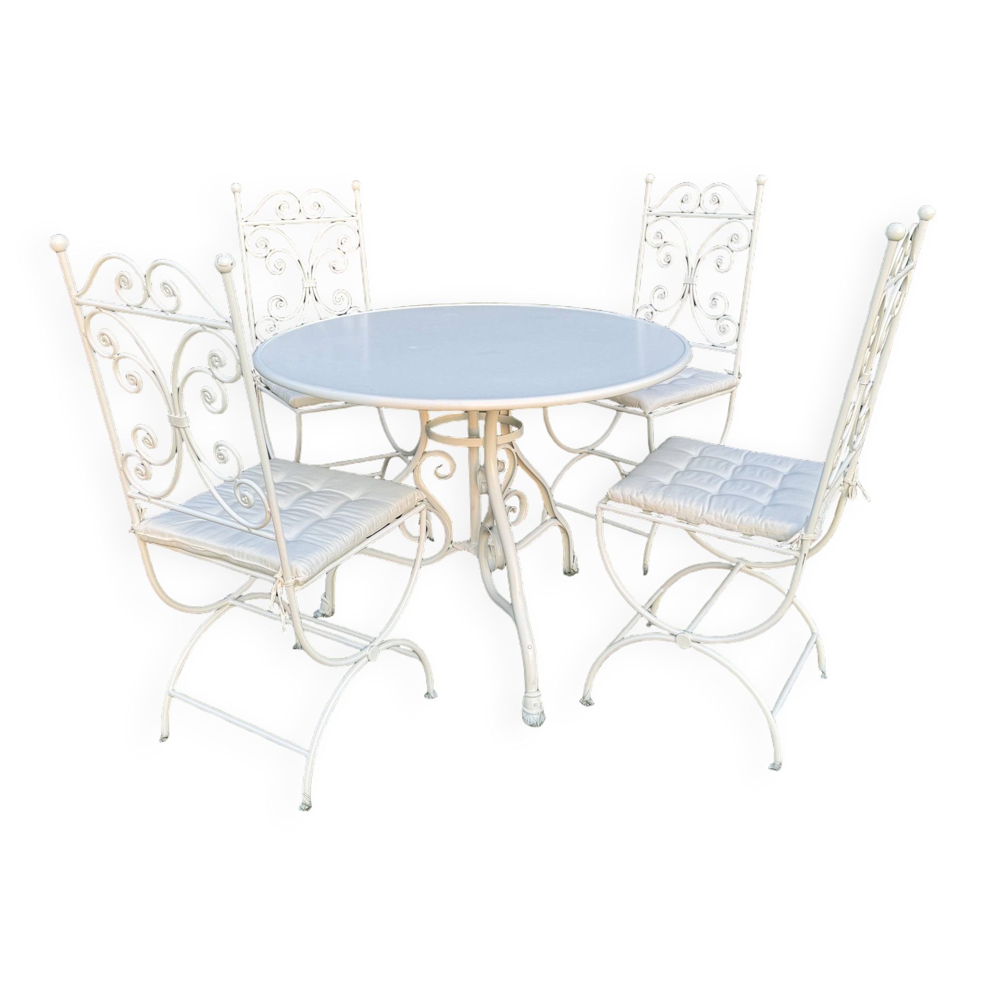 New garden furniture - wrought iron - Arras round table and 4 Lily chairs