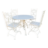 New garden furniture - wrought iron - Arras round table and 4 Lily chairs