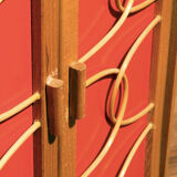 Armoire de poupée vintage osier
