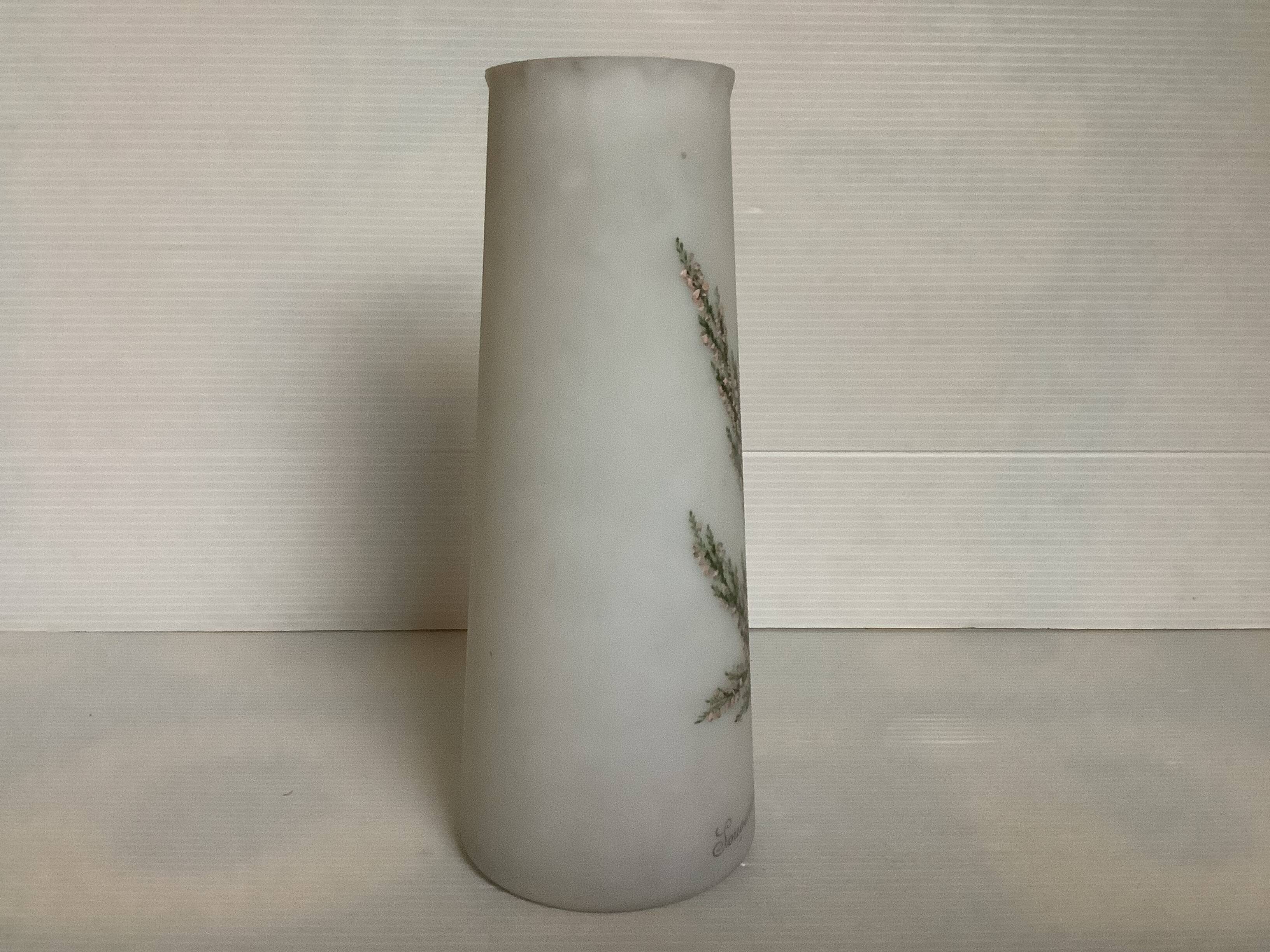 Antique opaline vase with enamelled flowers