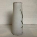 Ancien vase opaline fleurs émaillées