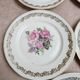 Set of 5 flat plates in Limoges porcelain – Floral decoration and gilding