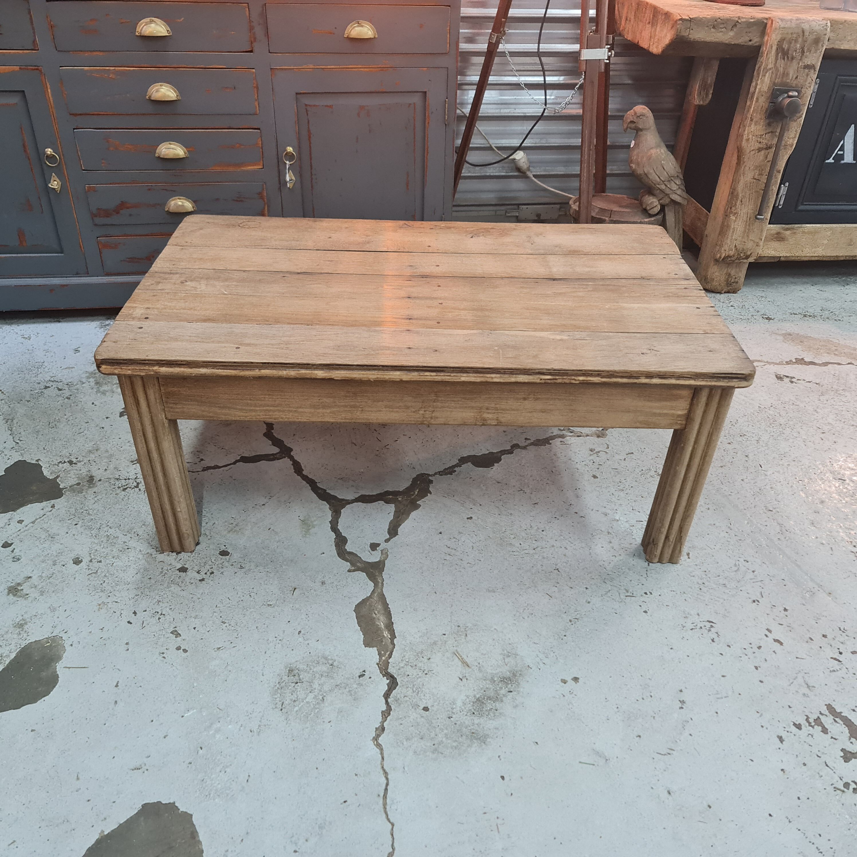 Old oak coffee table with a drawer