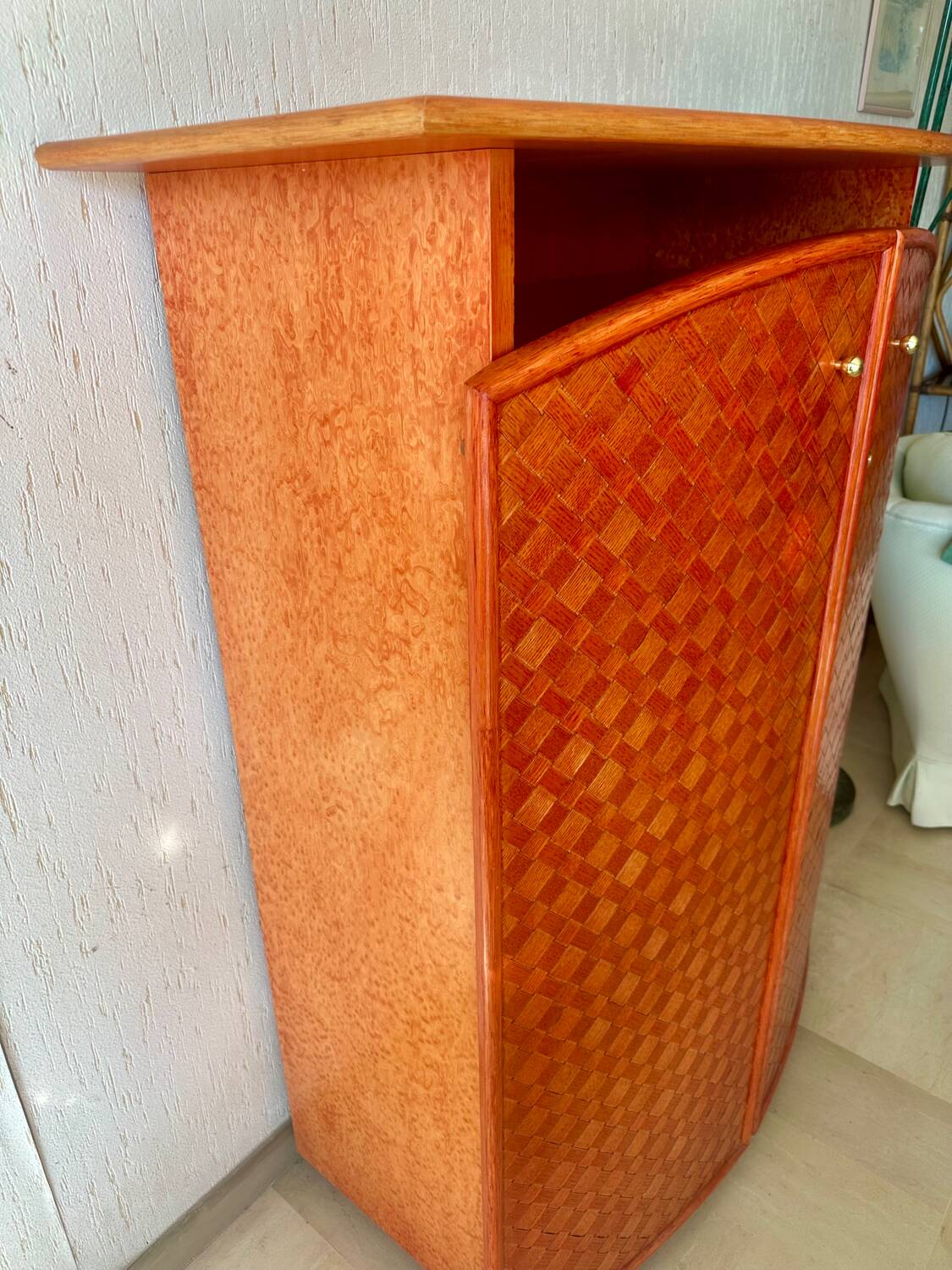 Small bamboo and rattan wardrobe circa 1980