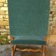 Antique Louis XIII style armchair, duck blue velvet, 67x112cm, G.Besnard