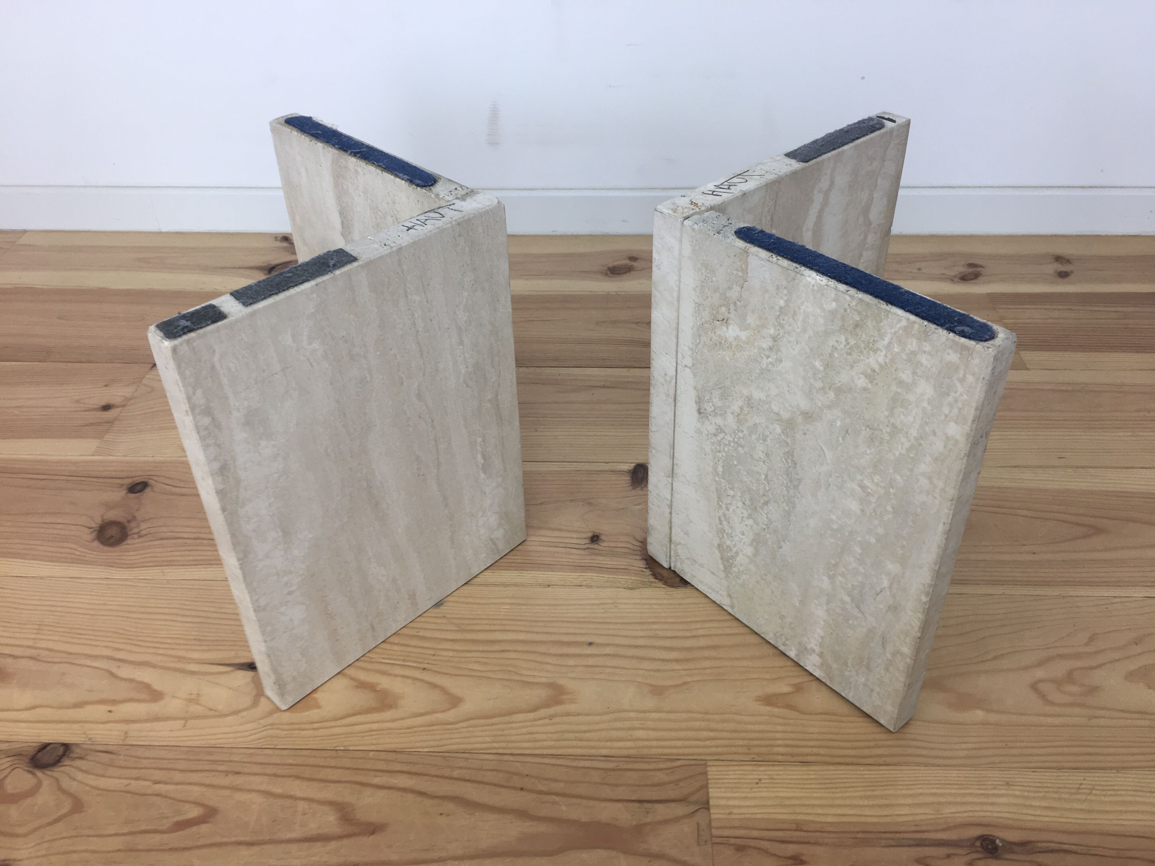 Oval coffee table in travertine