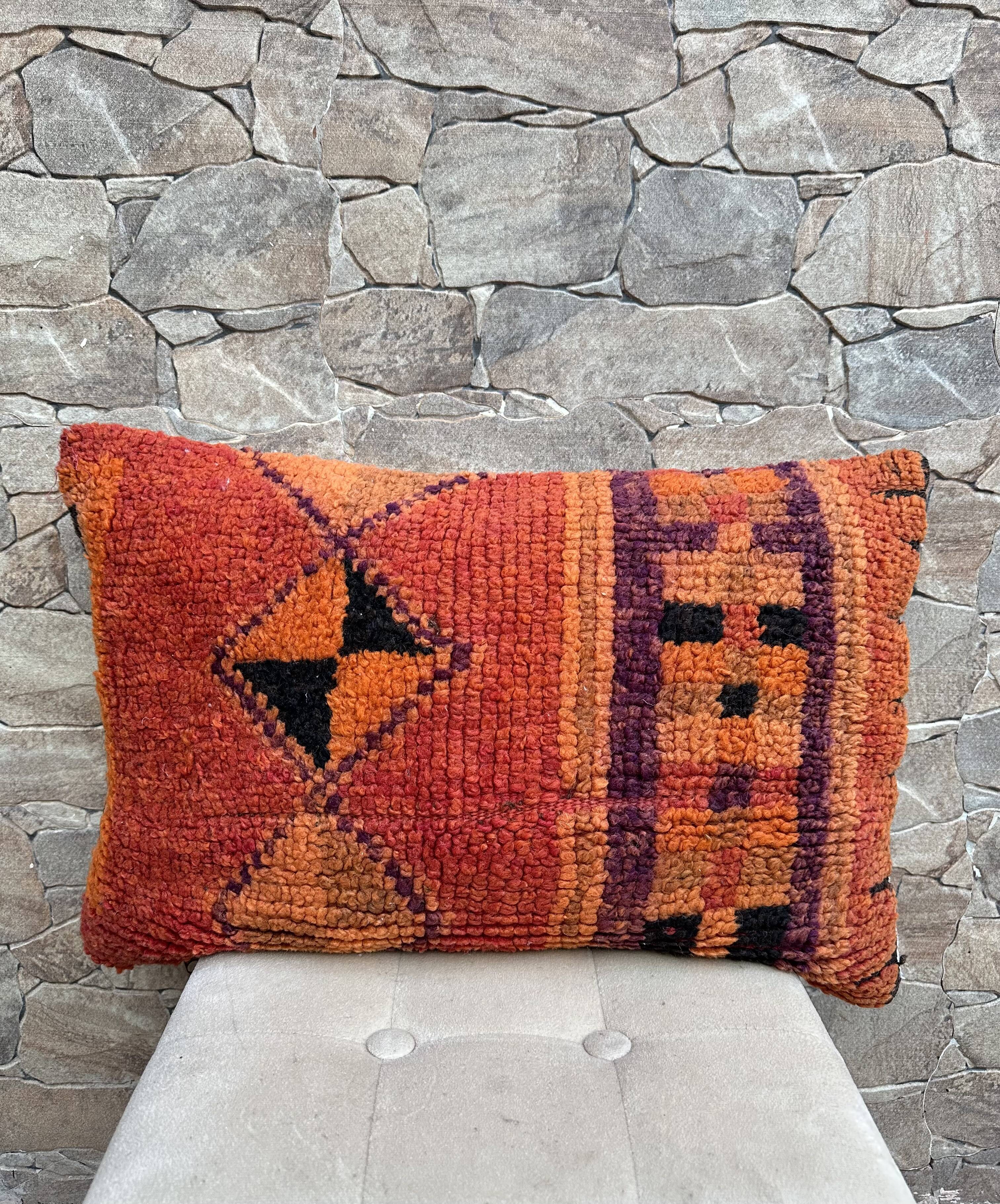 Vintage Berber wool cushion cover, decorative cushion