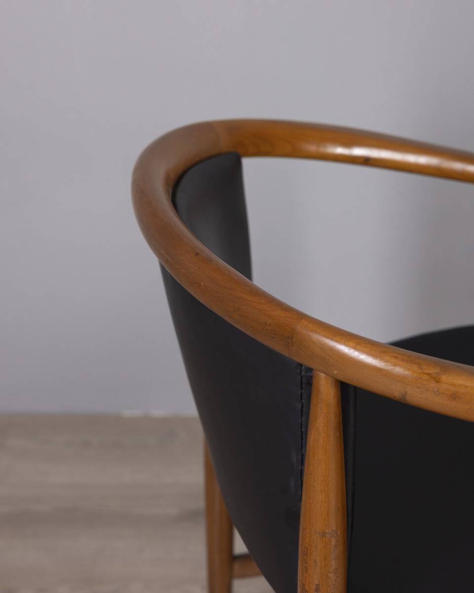 Ensemble de 4 chaises vintage en bois et cuir des années 1960 conçues par isa bergamo