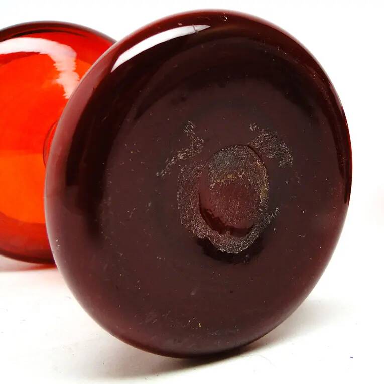 Vase, modernism, red glass, designed by J. Słuczan-Orkusz, Poland, 1970s