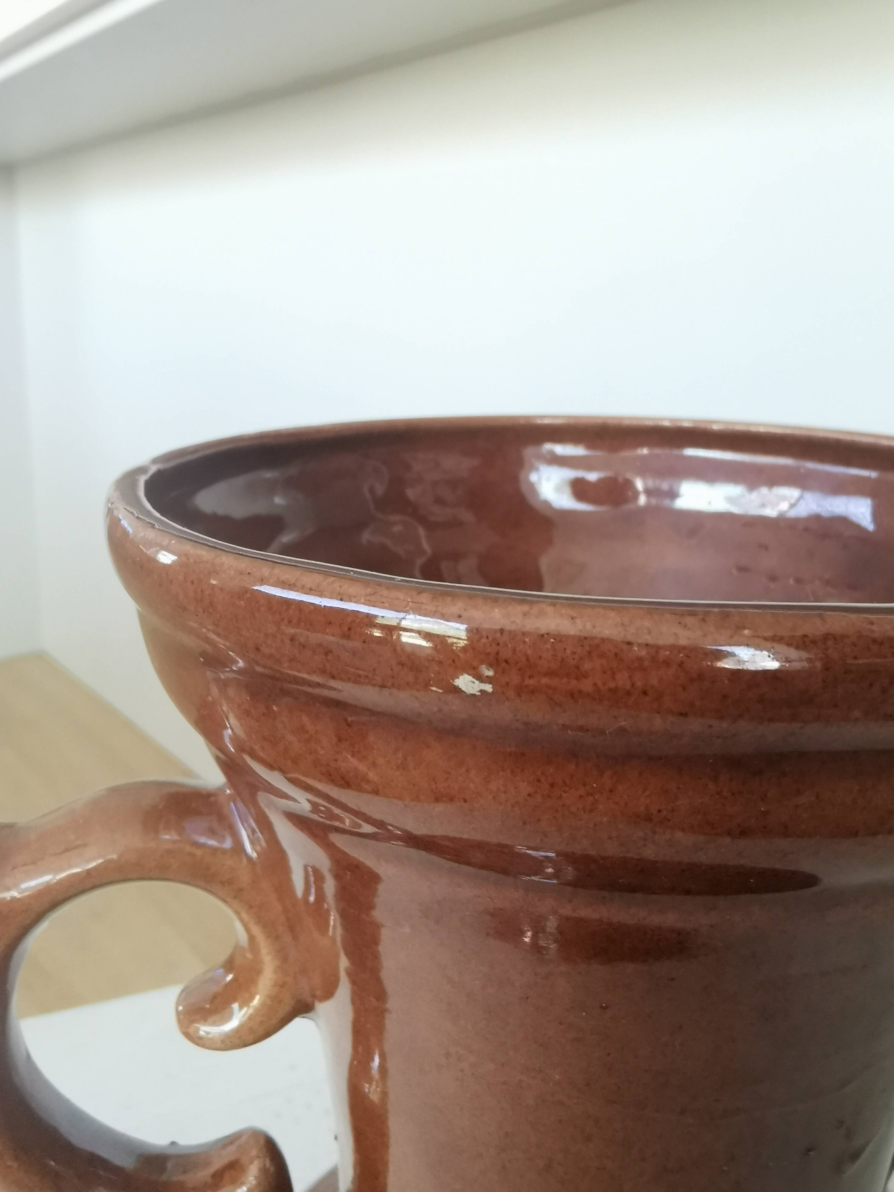 Vintage Kichevo Pottery Vase: Yugoslavian Brown Glazed Earthenware Decor
