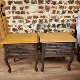Pair of renovated solid wood bedside tables