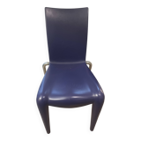 Vintage Louis XII armchair by Philippe Starck, molded blue plastic shell and metal legs