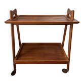 Scandinavian teak rolling dessert trolley