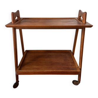 Scandinavian teak rolling dessert trolley
