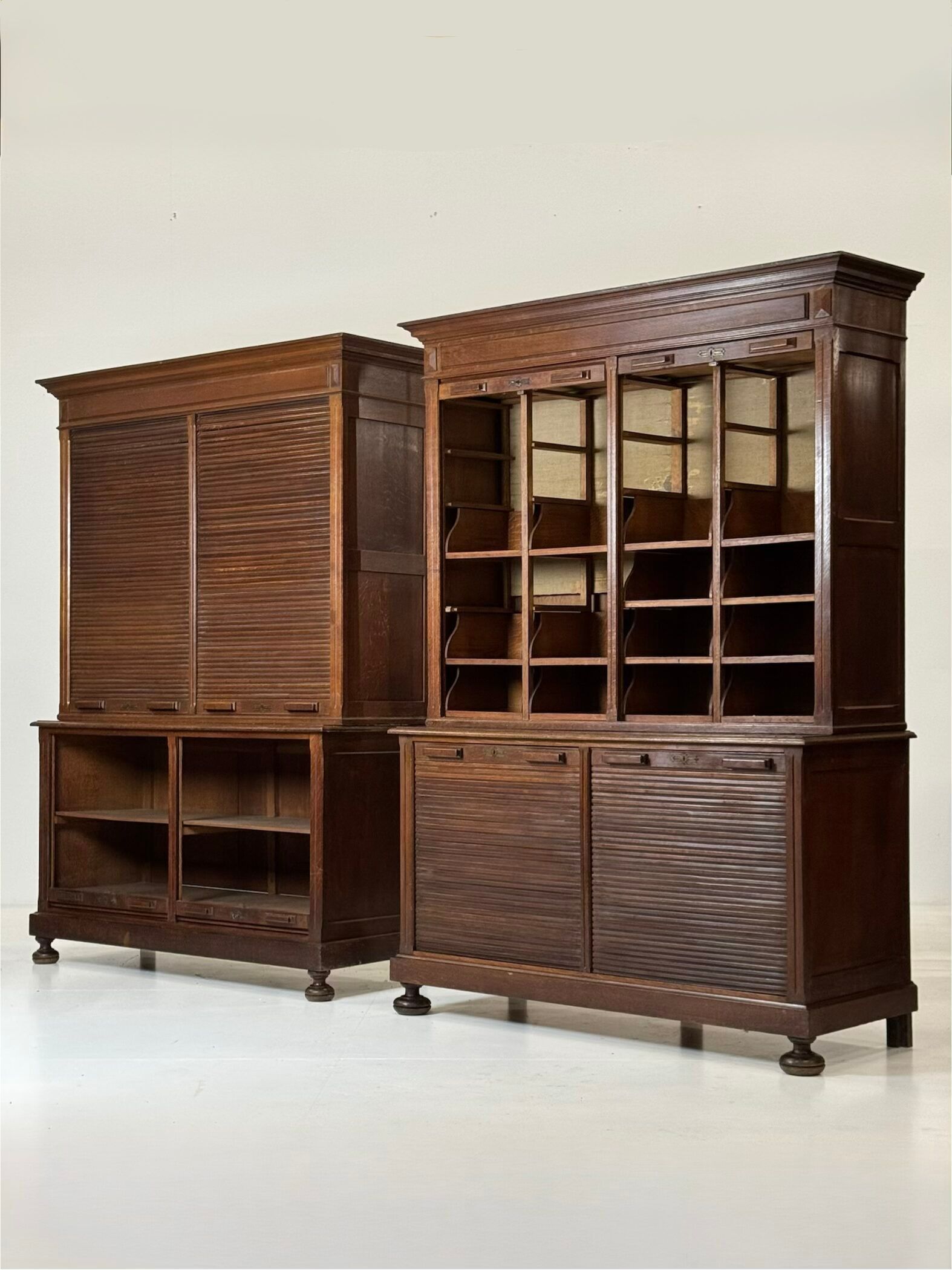 2 x oak filing cabinets ca. 1900