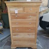 Louis Philippe chest of drawers with 7 drawers in raw wood