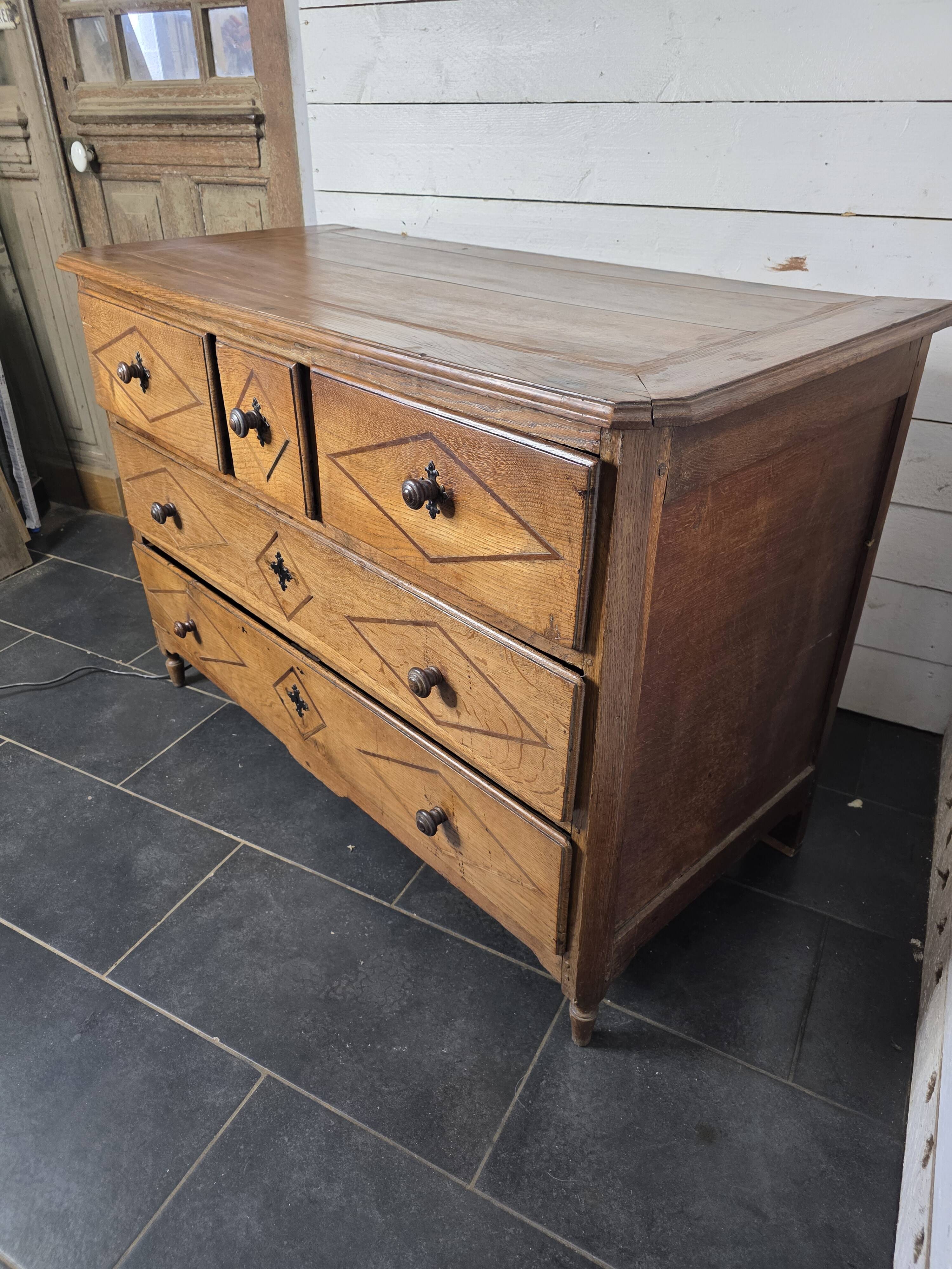 19th century solid oak chest of drawers