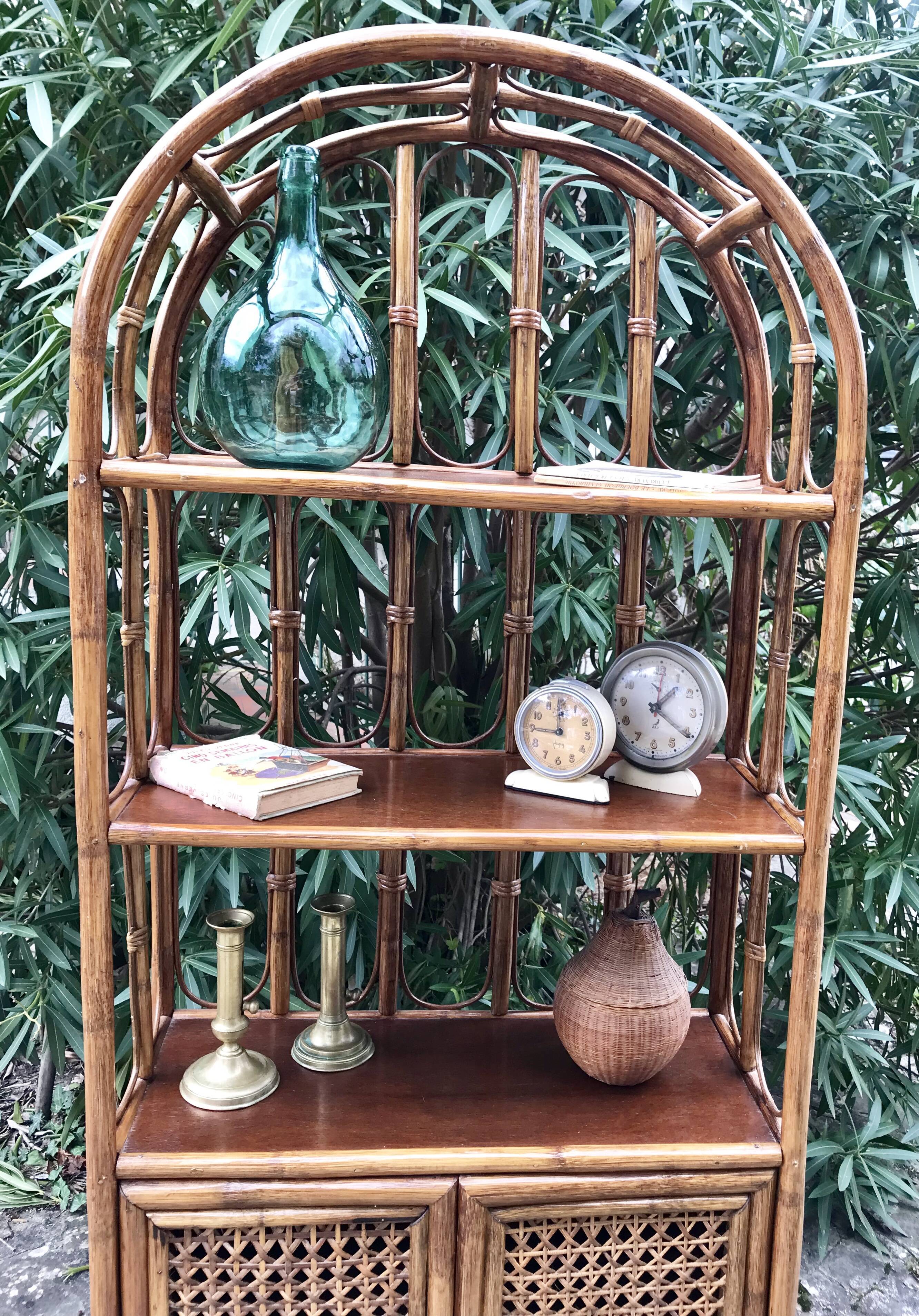 Vintage rattan bookcase