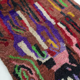 Tapis berbère marocain boujaad marron à motifs colorés 315x200cm