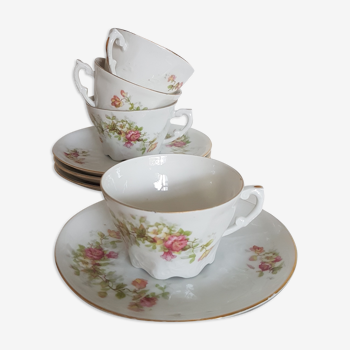 Service à thé 4 tasses en porcelaine fine