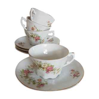 Service à thé 4 tasses en porcelaine fine