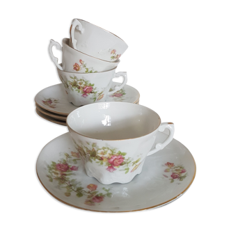 Tea service 4 cups of fine porcelain