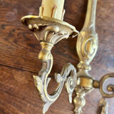 Paire d’appliques double feu anciennes en bronze- art nouveau