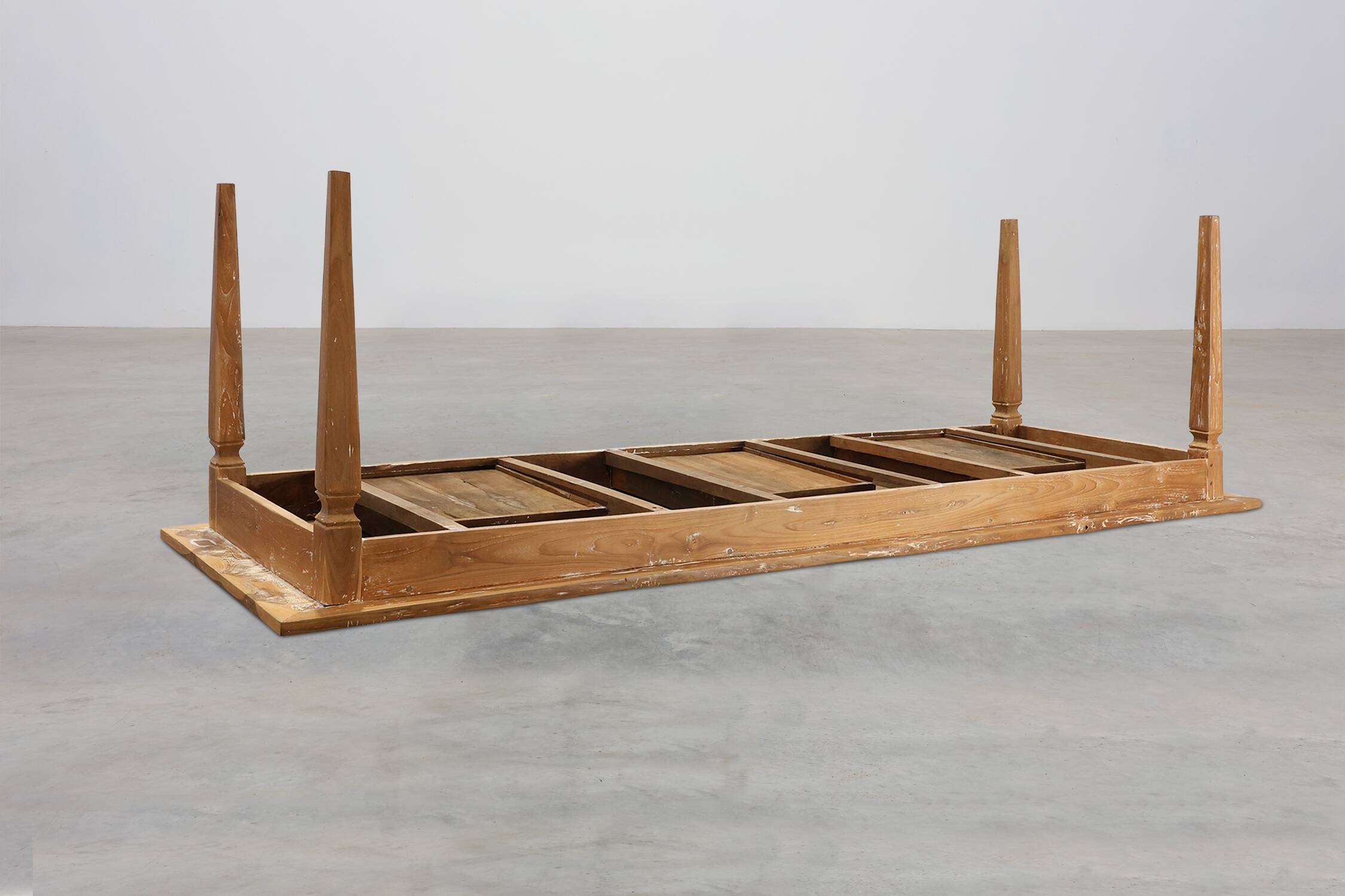 Table de ferme provinciale en bois d'orme, France vers 1850