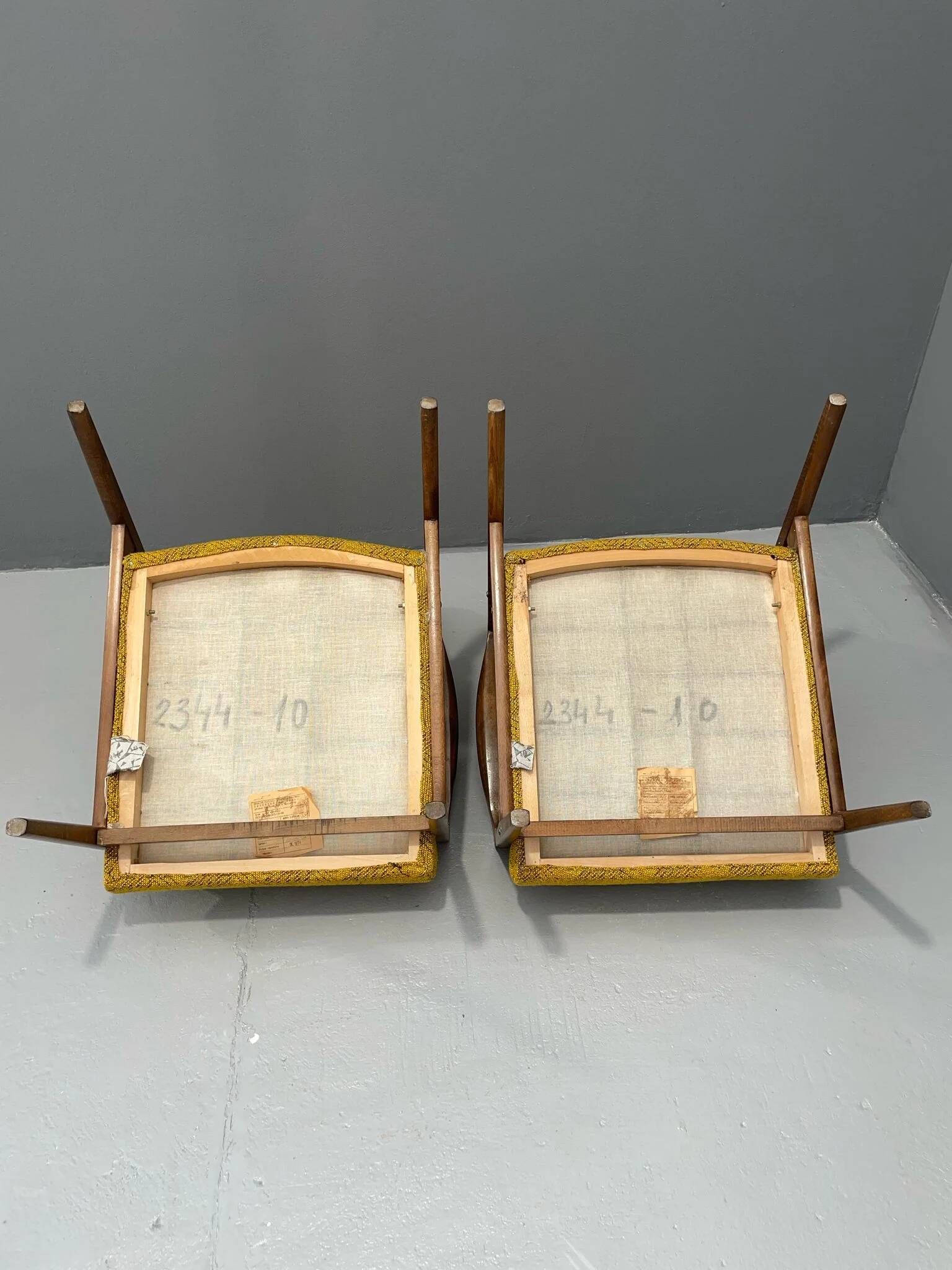Pair of dining chairs by INTERIER n. p. Praha, wooden dining seating, 1974