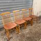 Set of 4 vintage beech chairs with teak seat