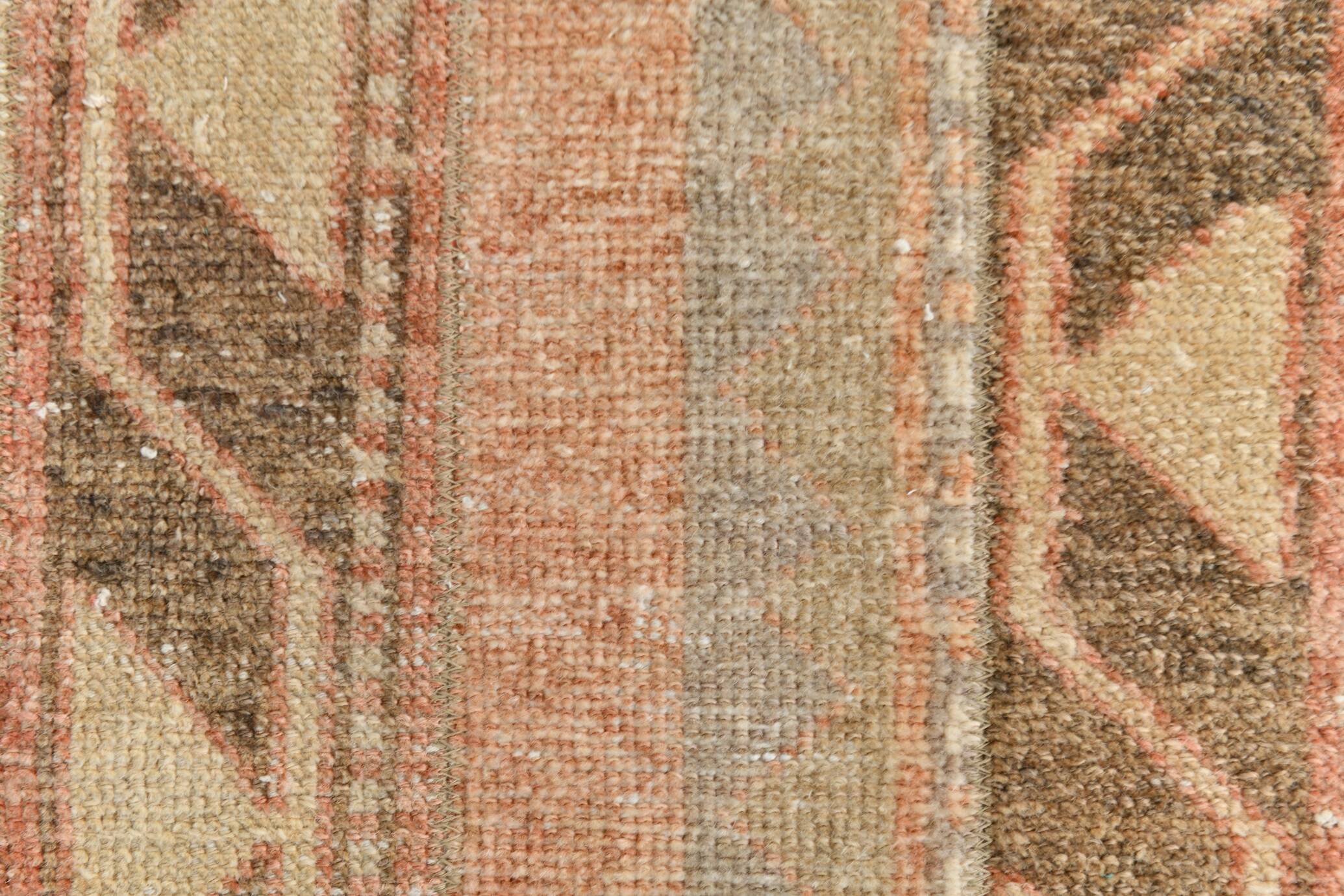 Turkish Pale Red & Cream Vintage Runner Rug, 71x378Cm