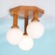 Bohemian glass ball table lamp from the 70s, wood & glass
