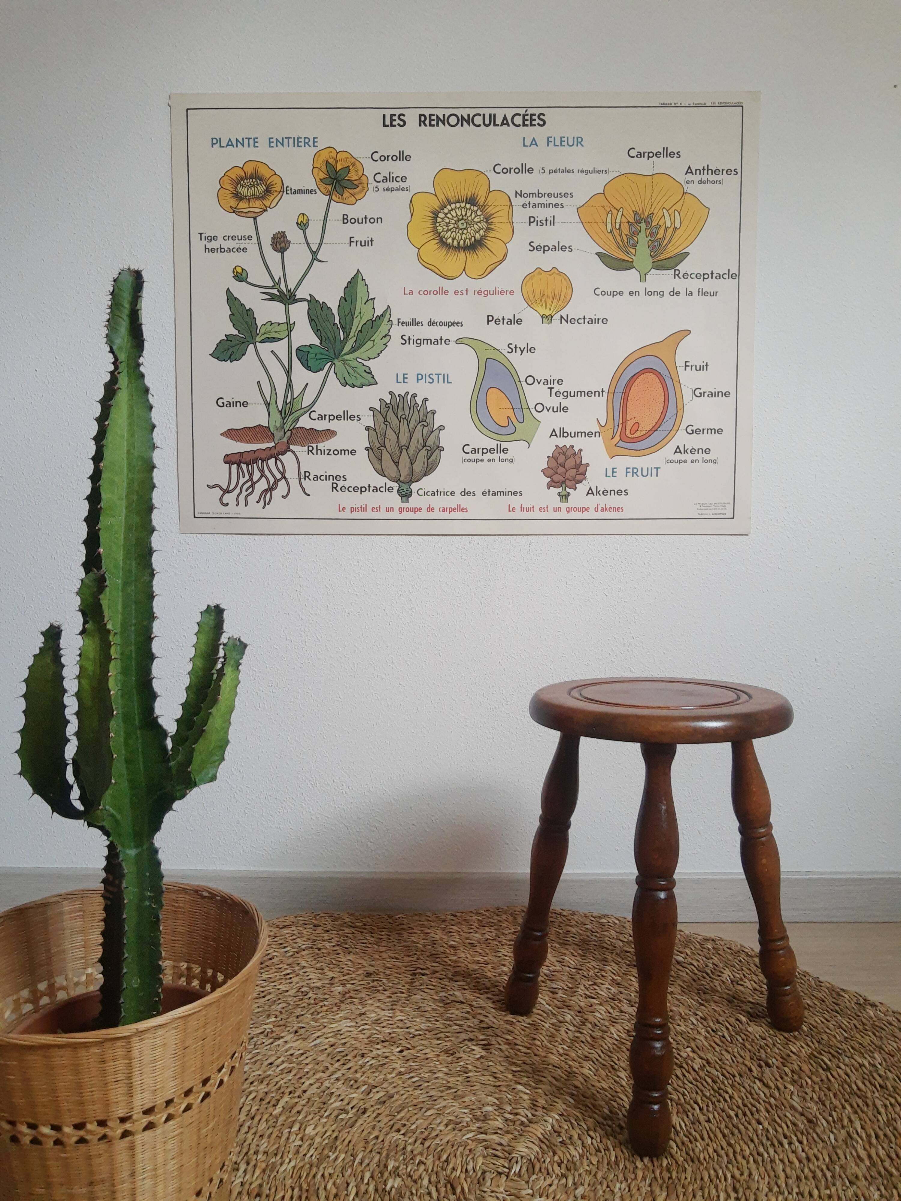 Vintage turned wood tripod country stool