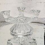 3-arm cut glass candle holder