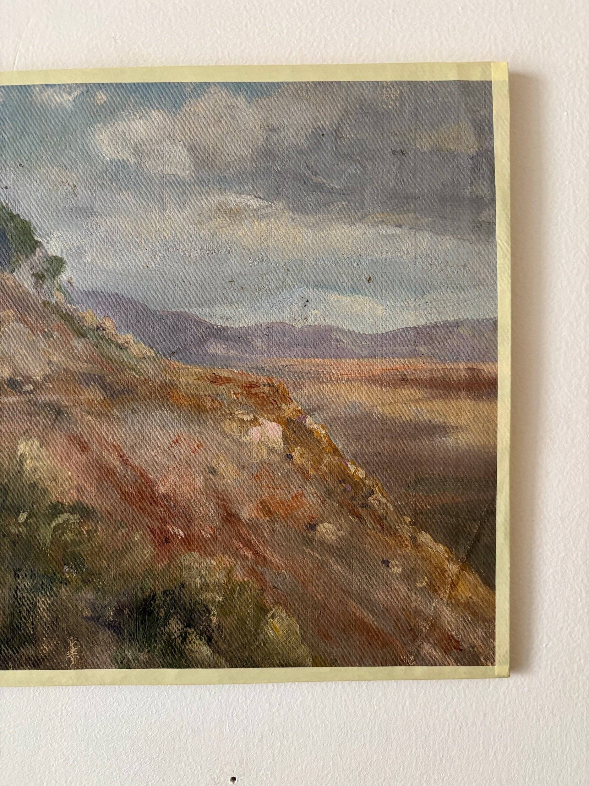 Peinture à l'huile sur toile "Falaise et montagnes" n°64