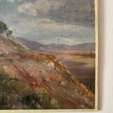 Peinture à l'huile sur toile "Falaise et montagnes" n°64