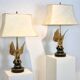 Pair of large Belgian brass carved eagle table lamps
