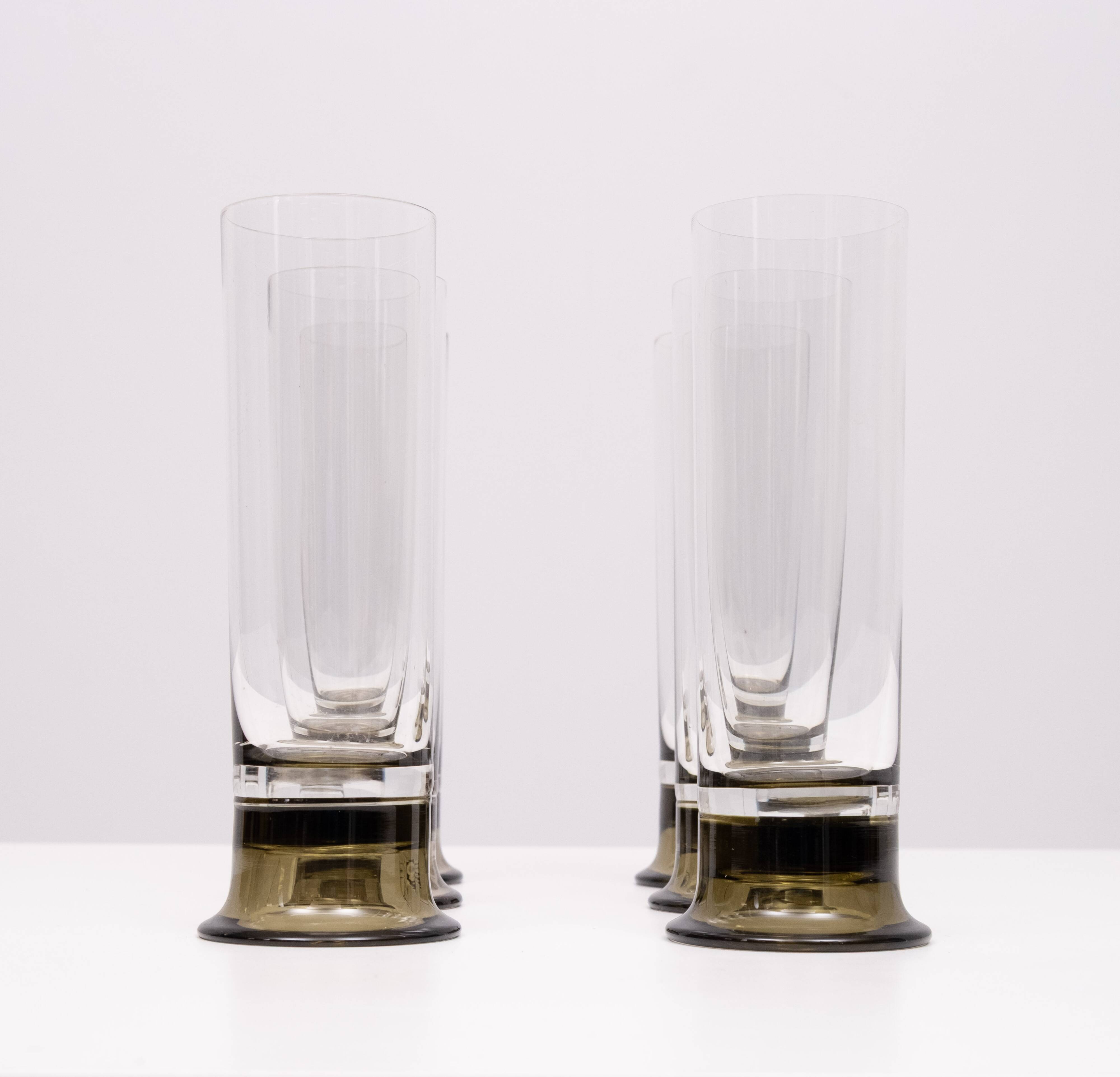 Set of Six Smoked Glass Beer Glasses by Rosenthal, 1970s