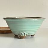 Vintage ceramic tripod pot and saucer
