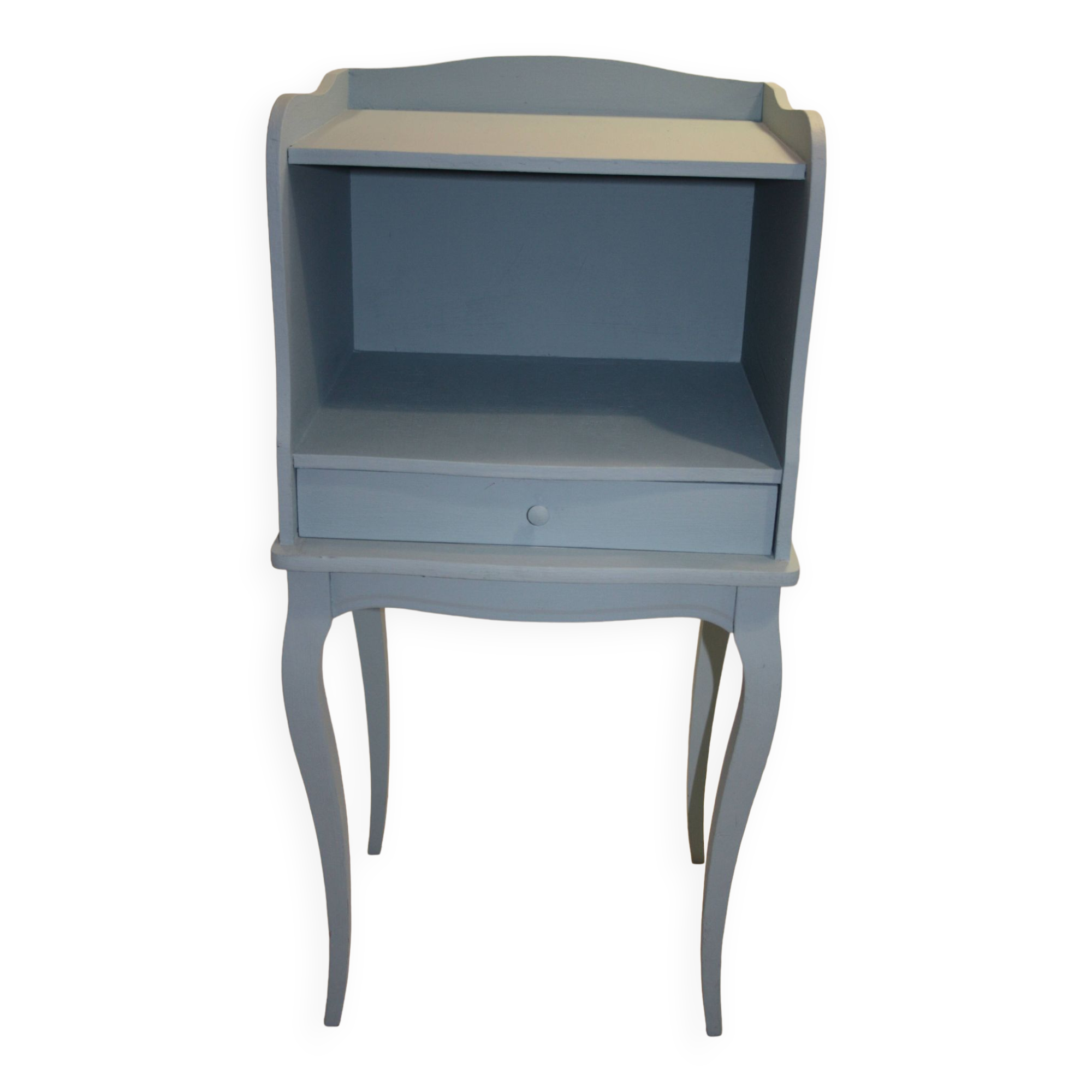 Classic blue bedside table with one drawer