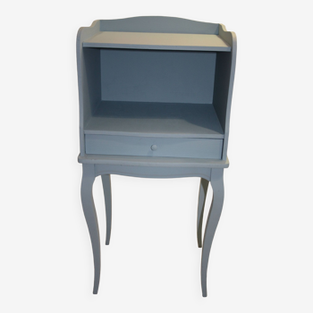 Classic blue bedside table with one drawer