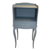 Classic blue bedside table with one drawer