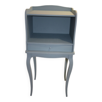 Classic blue bedside table with one drawer