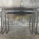 Suite of 3 space-age nesting tables stainless steel and glass - design 1970