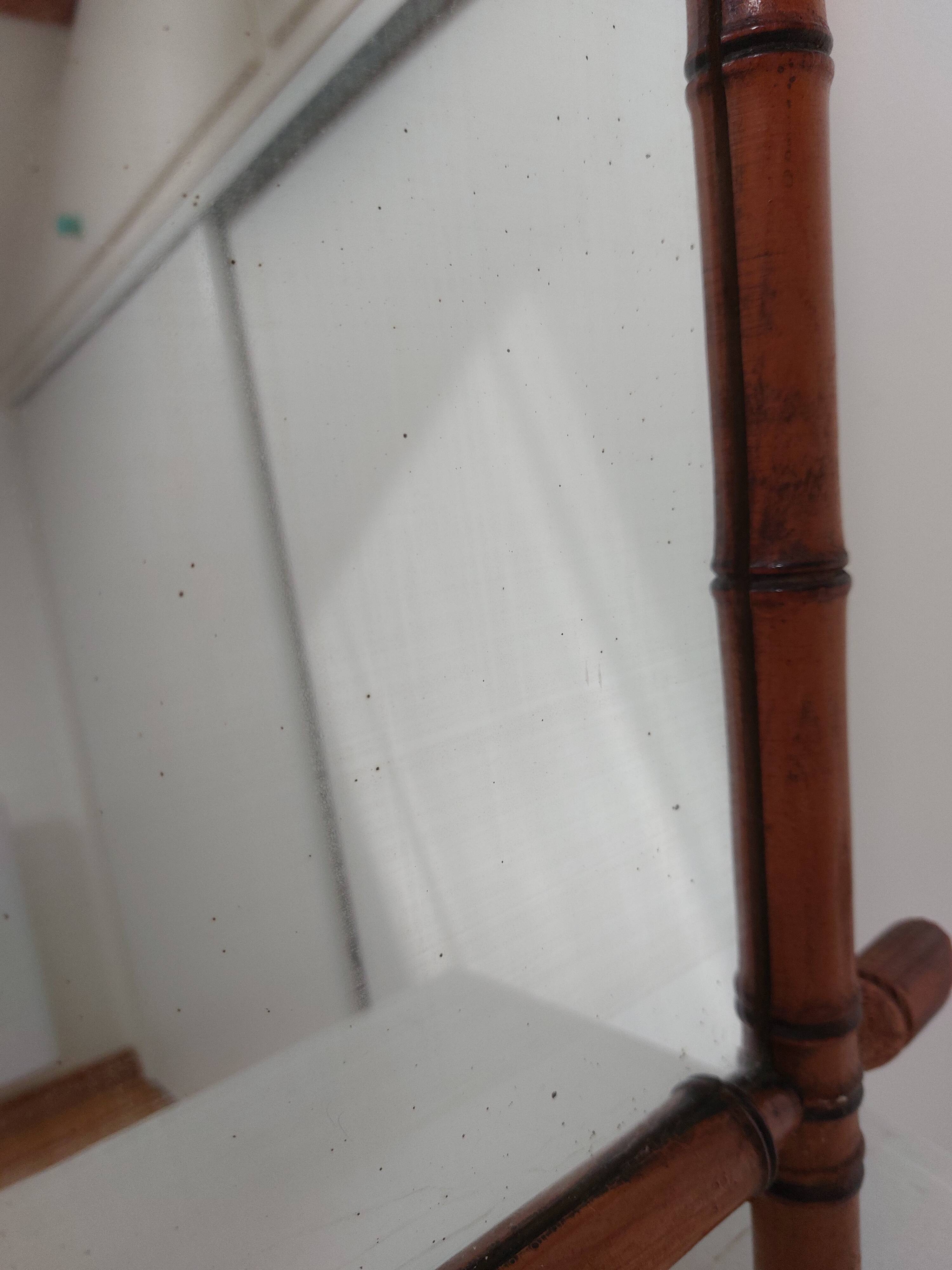 bamboo mirror, vintage, 41 by 48cm