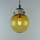 Vintage Mid-Century Modern Industrial Amber Glass And Brass Metal Lamp