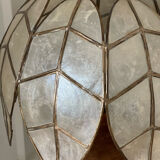 Mother-of-pearl and olive wood lamp