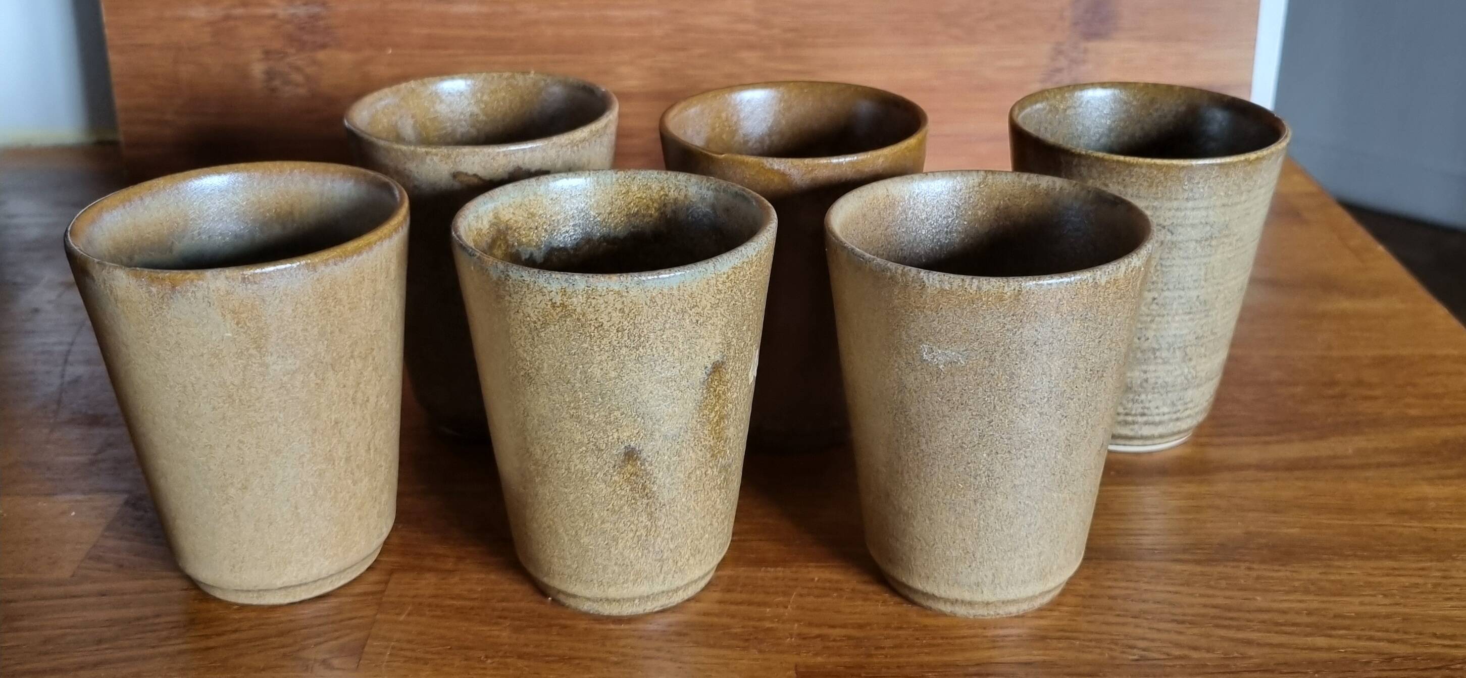 Set of 6 Digoin stoneware tumbler glasses