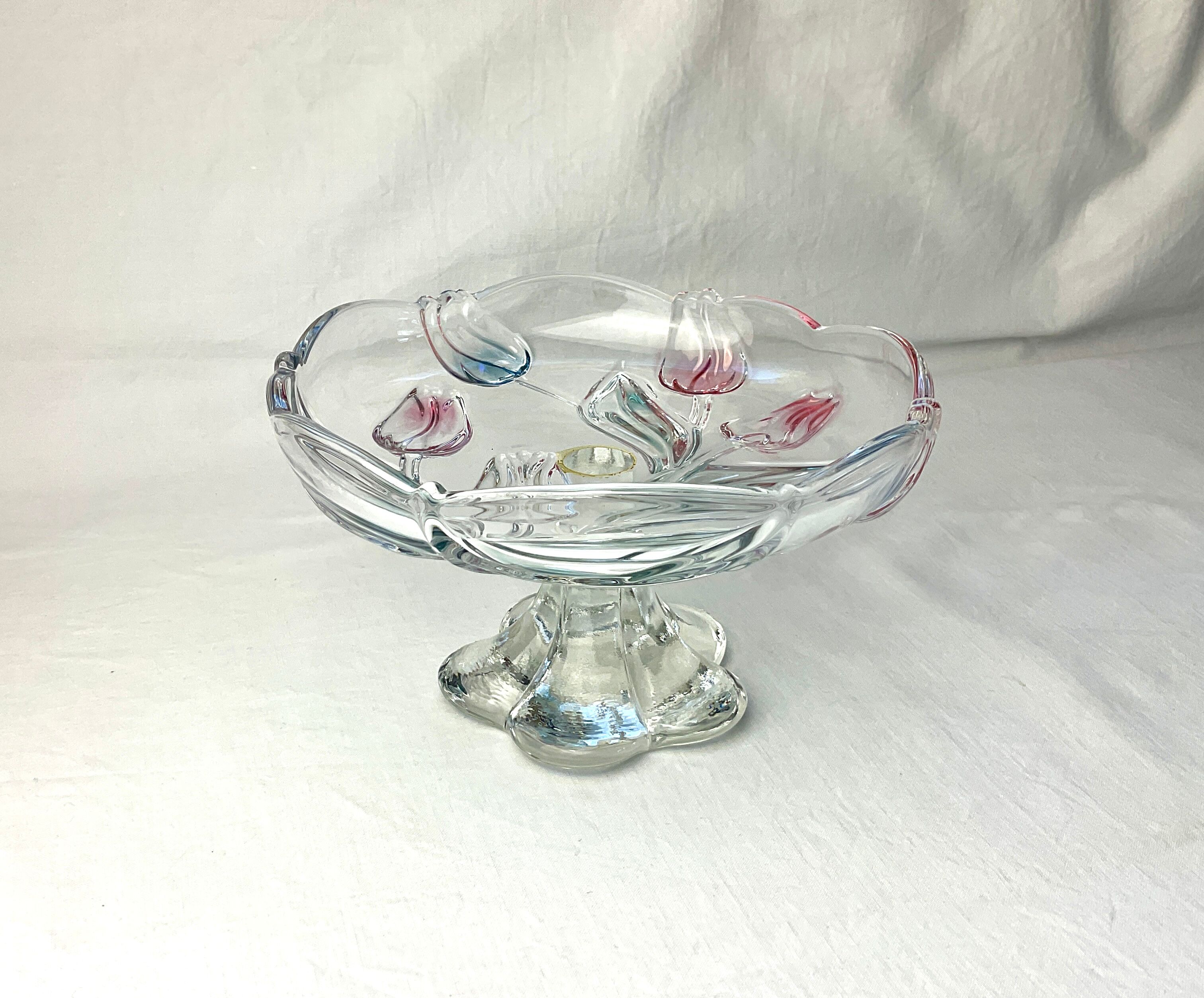 Colored glass dish on foot Walther glass